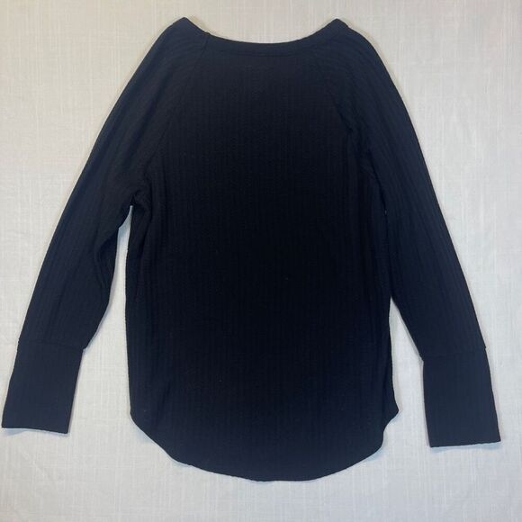 Chaser Black Waffle Knit Button Adorned Extended Cuff Thermal Shirt Size Large - Picture 4 of 4
